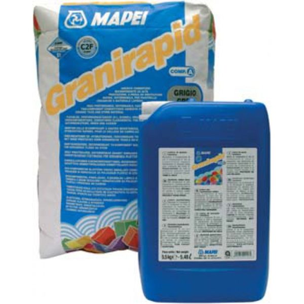 Двухкомпонентный серый клей для керамогранита и камня Granirapid