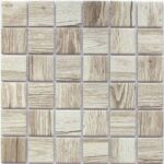 Керамическая мозаика под дерево из керамогранита на сетке wooden-light