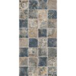 Матовый керамогранит синего цвета с рисунком в стиле пэчворк для пола и стен производство Индия elegance viola decor 60х120см