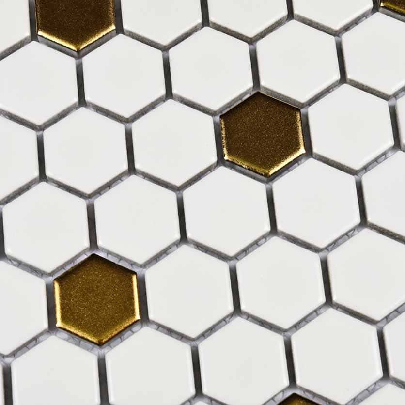 мозаика белая матовая с золотом babylon-gold-matt