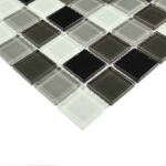 Мозаика черно-белая стеклянная на сетке carbon mix 300х300 мм вид 2