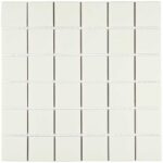 Мозаика из керамогранита белая на сетке arene-white