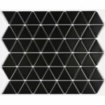 Мозаика из керамогранита с черными треугольными чипами на сетке reno-black-25.2x29.1 см