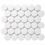 мозаика керамическая белая матовая на сетке с круглыми чипами disk
