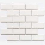 Мозаика керамическая прямоугольная белая на сетке brick white
