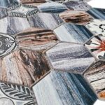 мозаика керамическая с синими чипами под дерево и рисунком на сетке mumbai фото 1