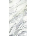 Лаппатированный белый керамогранит под мрамор с серыми и зелеными прожилками wind 1200x600 мм