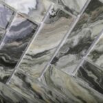 Мозаика зеленая елочка из стеклянных прямоугольных чипов hadar-grey-26.8x28.6 см фото 1