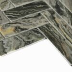 Мозаика зеленая елочка из стеклянных прямоугольных чипов hadar-grey-26.8x28.6 см фото 2