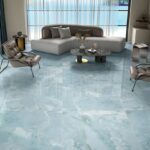 Керамогранит для пола и стен под голубой мрамор оникс onyx soft aqua 600х1200 мм фото в интерьере