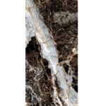 Керамогранит глянцевый черно-коричневый с прожилками под мрамор kvill black high glossy 60х120 см