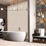 Керамогранит матовый Индия в интерьере ванной комнаты серия Ethnic 60х120 см