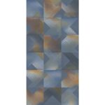 Матовый керамогранит синий с графическим рисунком в стиле пэчворк для пола и стен ethnic lost blue decor 60x120см