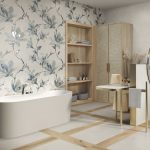 Керамогранит матовый под бетон с декором цветами decor raw naive фото в интерьере