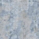 Голубой керамогранит под бетон с кружевными узорами-rug-blue-natural-59x59см