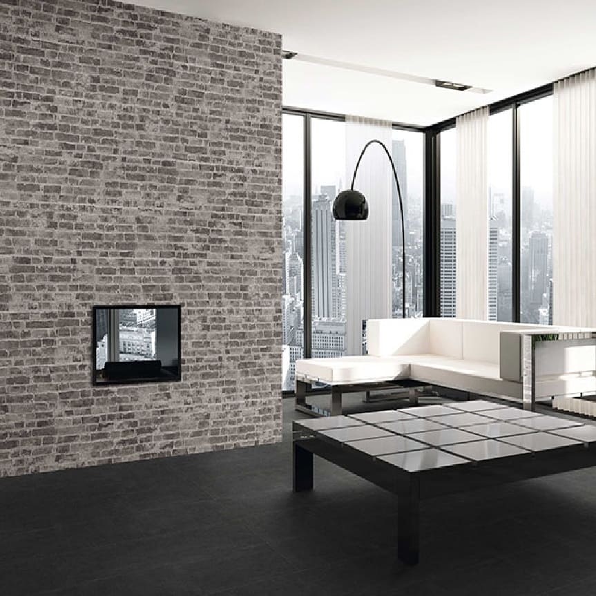 керамогранит под кирпич Manhattan charcoal в интерьере