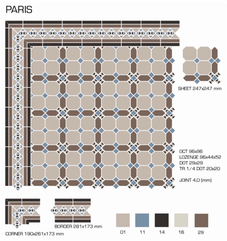 состав коллекции керамогранита Topcer Paris схема