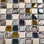 Мозаика серебристая с золотом на сетке space-30x30 см чип 15х15мм фото 1