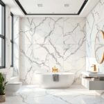 Белый керамогранит Bistro statuario 1200x600 мм фото в интерьере