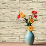 Гипсовый камень Альпы бежевый фото в интерьере 863x863px