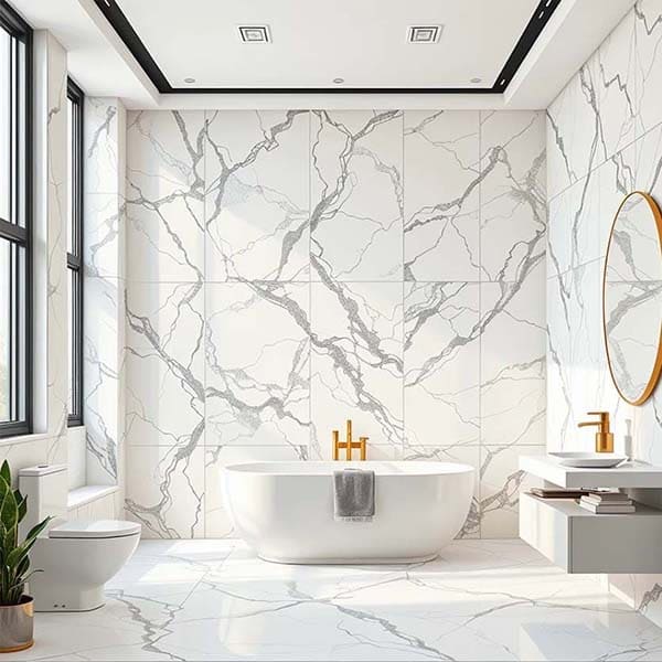 Белая плитка в ванной