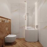 Керамогранит под паркет елочкой Hardwood brown фото в интерьере на стене