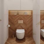 Керамогранит под паркет елочкой Hardwood brown фото в интерьере на стене 2