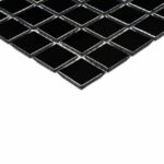 Мозаика стеклянная черная с серебристым напылениемBlack light на сетке 327x327 чип 20х20мм вид 1