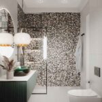 Мозаика стеклянная черно-белая разноцветная Aspect 327х327 мм чип 20х20 мм фото в интерьере