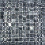 Смальта мозаика на сетке черная с металлическим блеском серебристая Atlantis Iron 315x315 мм чип 24x24 мм