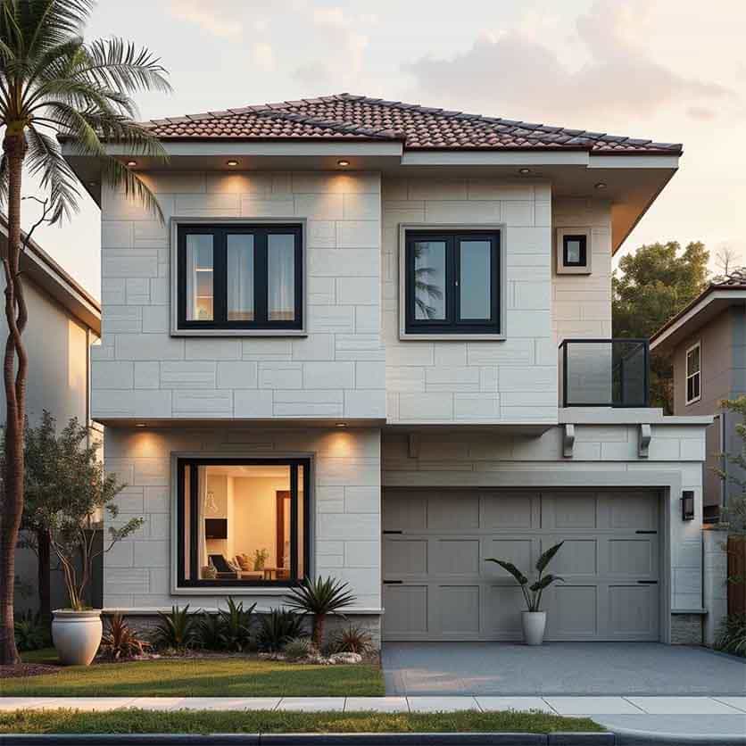 Клеевой способ облицовки фасада керамогранитом фотография фасада частного дома после облицовки