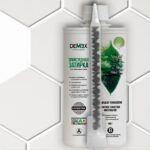 demex затирка цвет белый 001 туба 400гр с плиткой