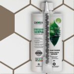 demex затирка цвет коричневый 010 туба 400гр вид с плиткой