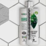 demex затирка цвет королевский серый 005 туба 400гр с плиткой