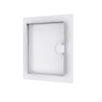 Люк ревизионный под плитку белый стальной с ручкой вид сзади