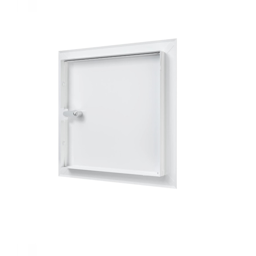 Люк ревизионный ЛТ4545МЗ белый Люк ревизионный под плитку 300х300 ЛТ3030Мз белый стальной с замком вид сзади
