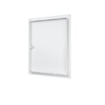 Люк ревизионный под плитку 400х500 ЛТ4050МП белый стальной с ручкой вид сзади