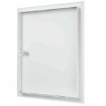 Люк ревизионный под плитку 400х500 ЛТ4050Мз белый стальной с замком вид сзади