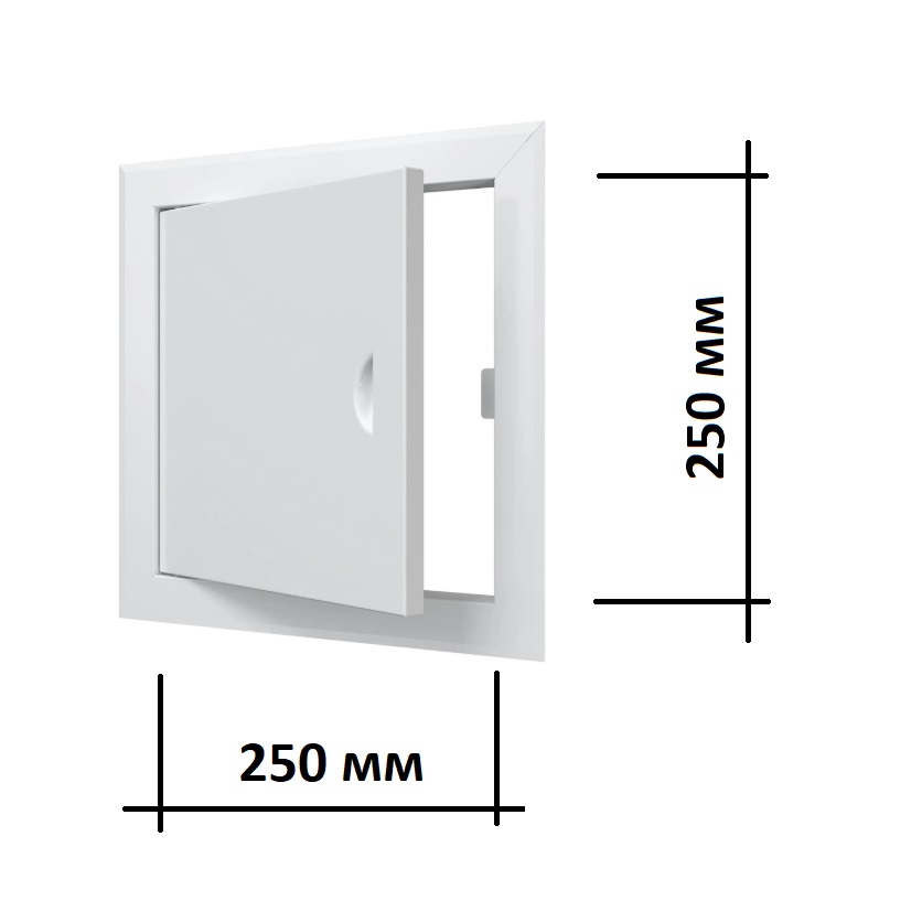 Люк ревизионный стальной 250 х250 мм ЛТ2525МП с магнитной ручкой с размерами