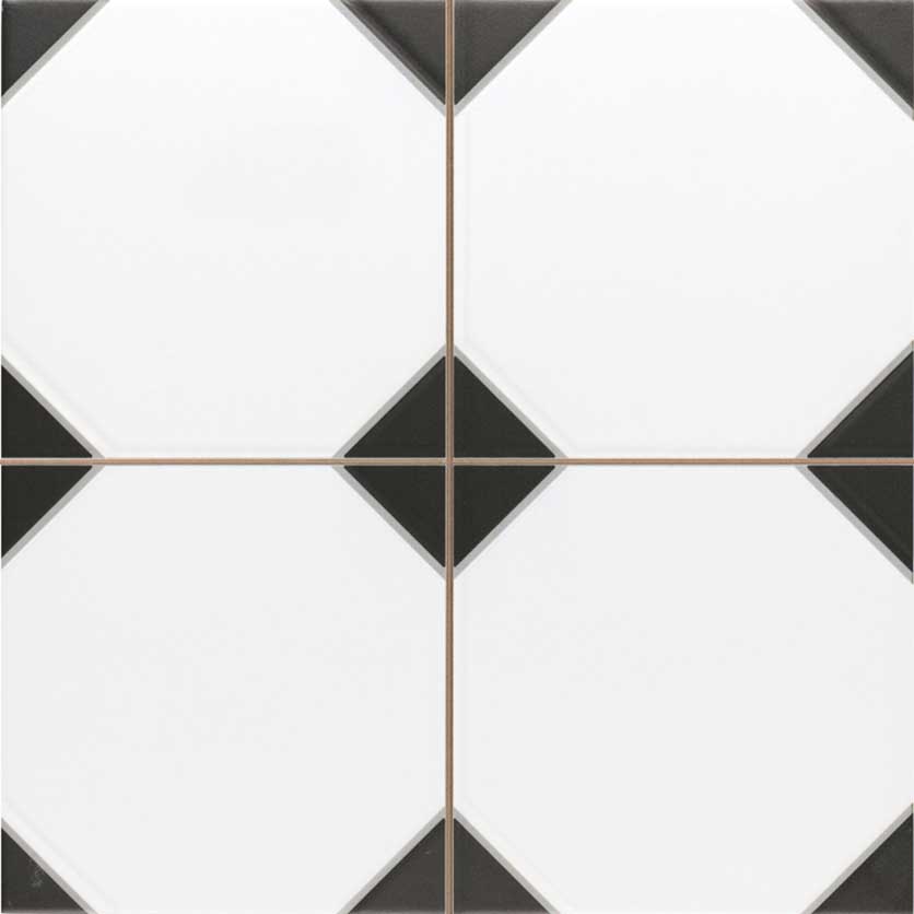 Canterbury Black белый керамогранит 33.3х33.3 с черными вставками