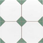 Керамогранит белый со вставками зеленого цвета Canterbury Green 33,3х33,3 см