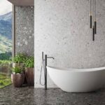 интерьер с черным и белым терраццо pietra gre di