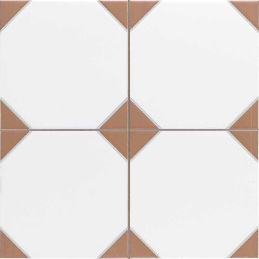 Керамогранит белый с коричневыми вставками Canterbury Terra формат 33х33 см