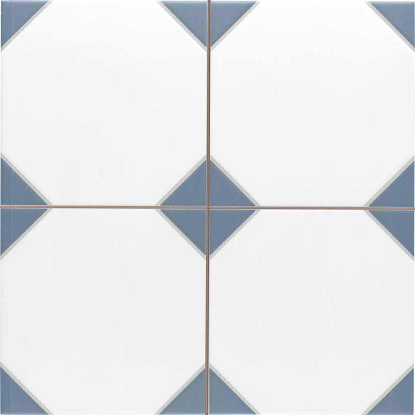 Керамогранит белый с синими вставками Canterbury Blue 33,3х33,3