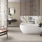 Керамогранит берый мрамор с интенсивными прожилками Pamesa Cr. Lux Grotta Oro Pul. Rect 60x120 фото в интерьере 3