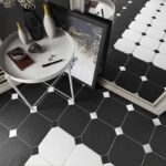 Керамогранит Octagon negro и Blanco mate фото в интерьере