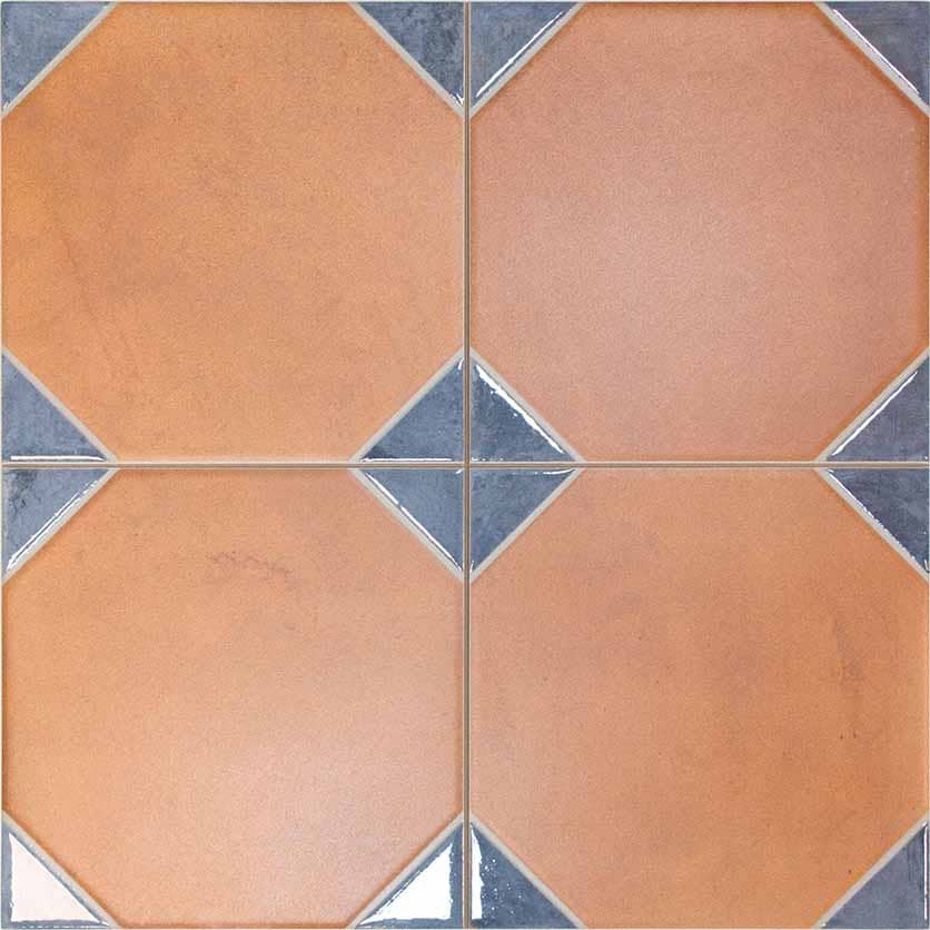 Керамогранит Realonda Dover Cotto Blue 33.3x33.3 см терракотовый с голубыми вставками