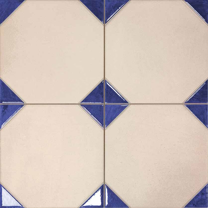 Керамогранит Realonda Dover Sand Cobalt 33.3x33.3 бежевый со вставками цвета кобальт