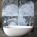 Керамогранит синий мрамор Pamesa Cr. Lux Danae Navi Pul. Rect. 60x120 фото в интерьере