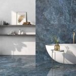 Керамогранит синий мрамор Pamesa Cr. Lux Kionia Azzurro Pol Ret 60x120 фото в интерьере 3